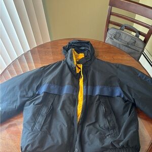 Nautica Reversible Puffer Jacket Mens  XL Black Yellow Full Zip Winter Coat